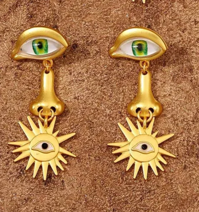 Aretes ojito verde